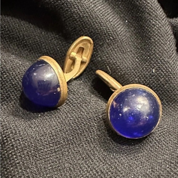 Source Unknown Other - Vintage Source Unknown Deep Blue and Gold Cuff Links